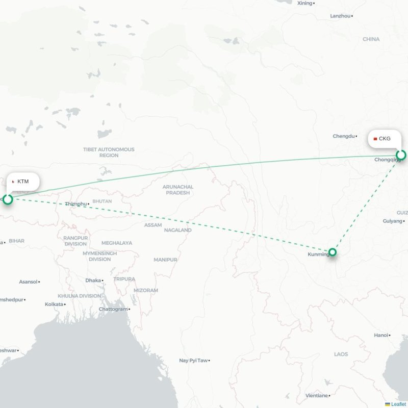 CKG - KTM route map