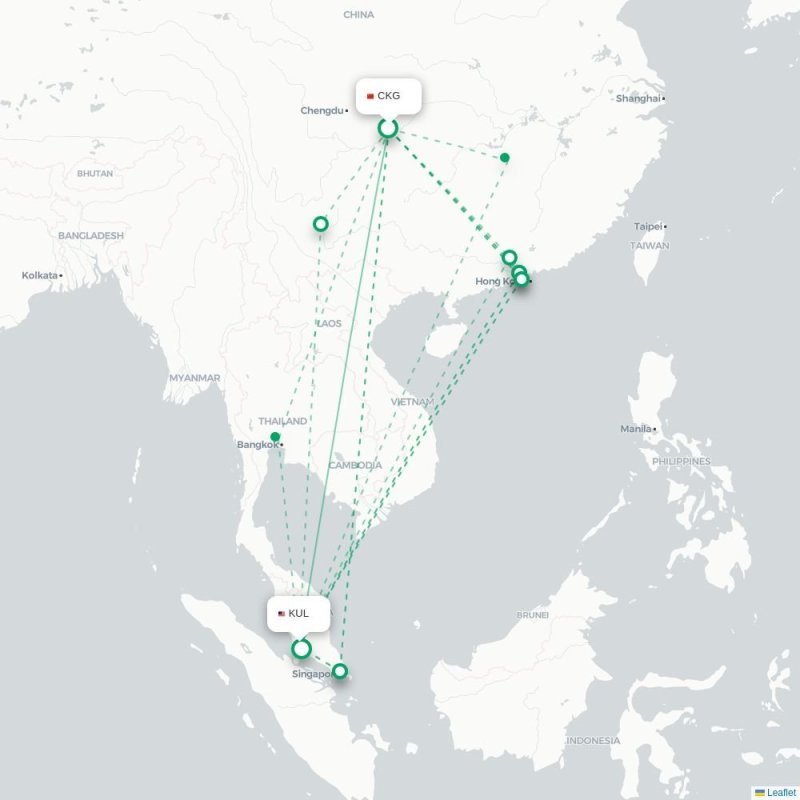 CKG - KUL route map