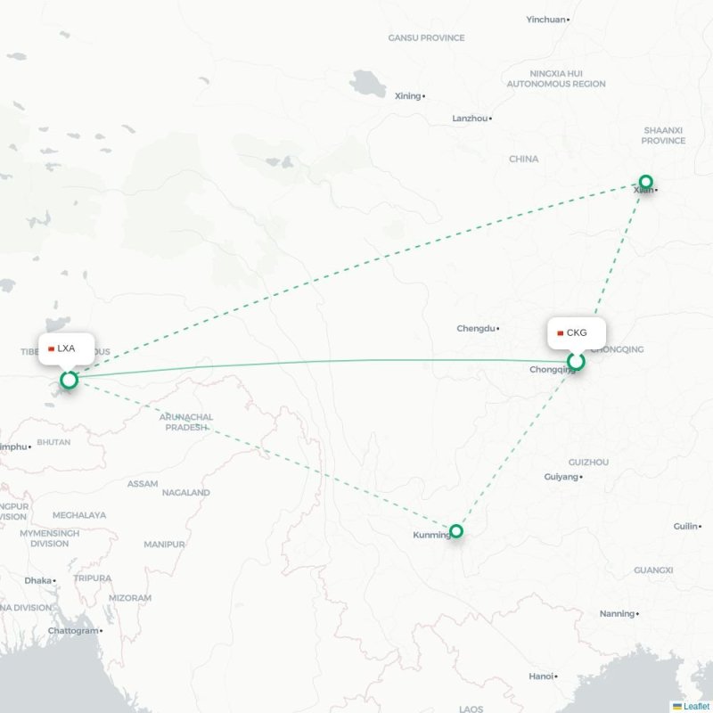 CKG - LXA route map