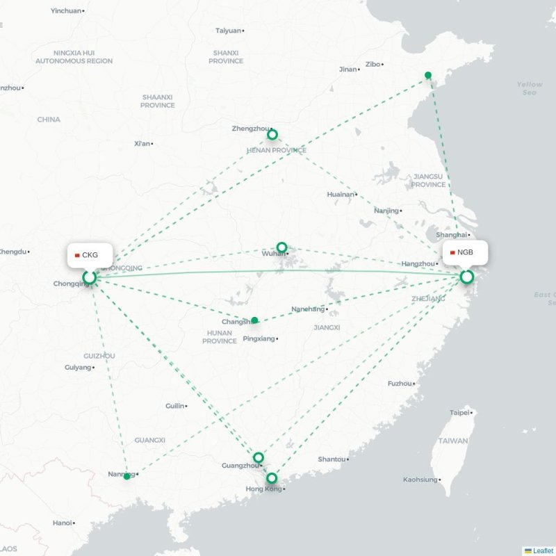 CKG - NGB route map