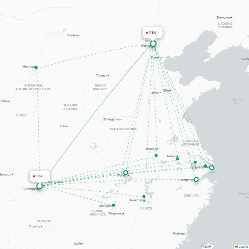CKG - PEK route map