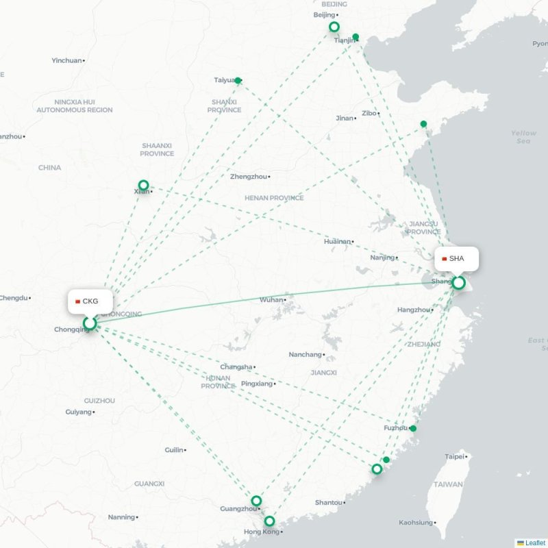 CKG - SHA route map