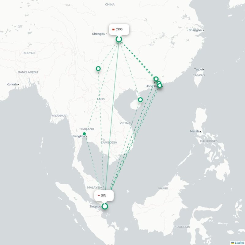 CKG - SIN route map