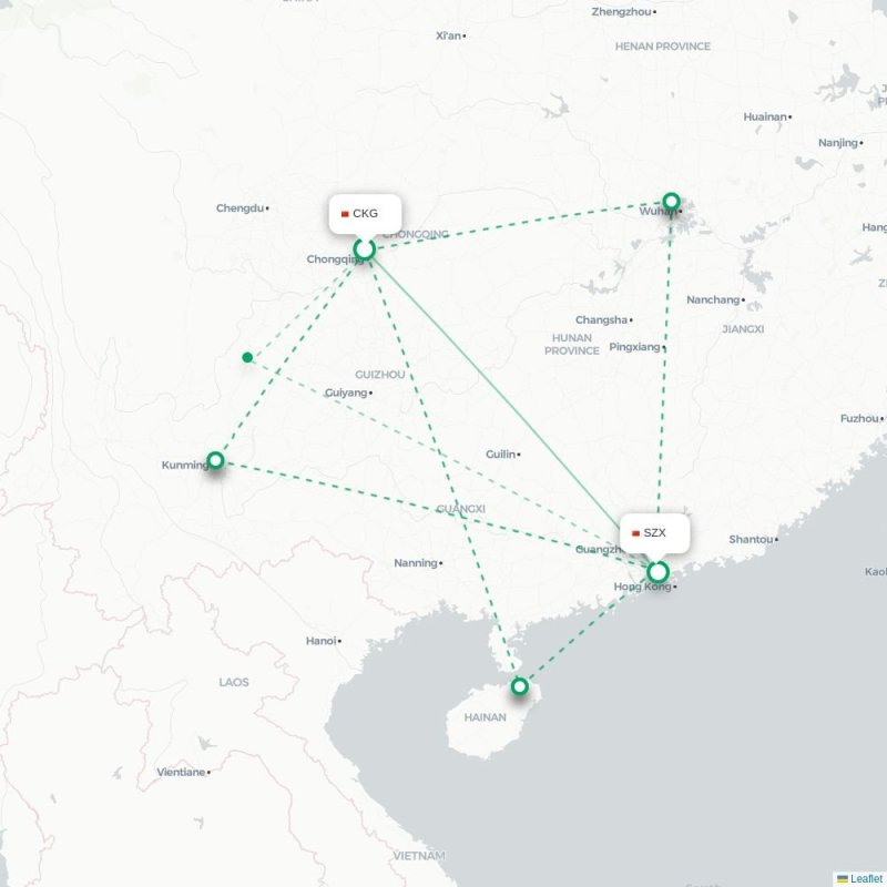 CKG - SZX route map