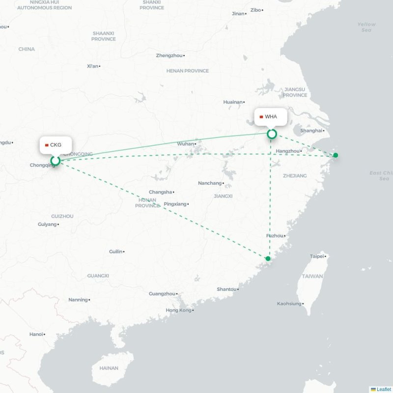 CKG - WHA route map