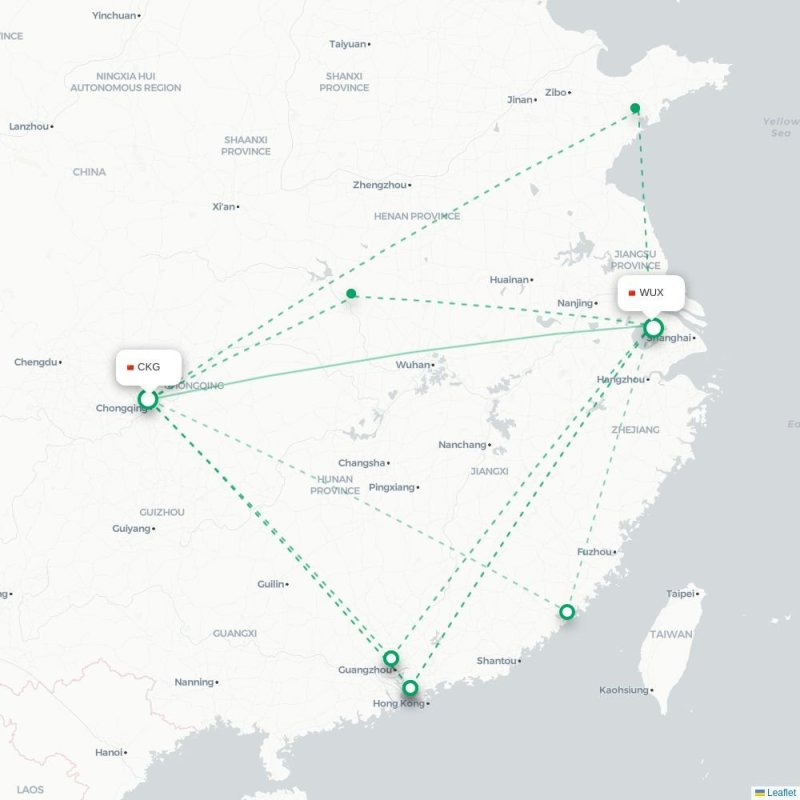 CKG - WUX route map
