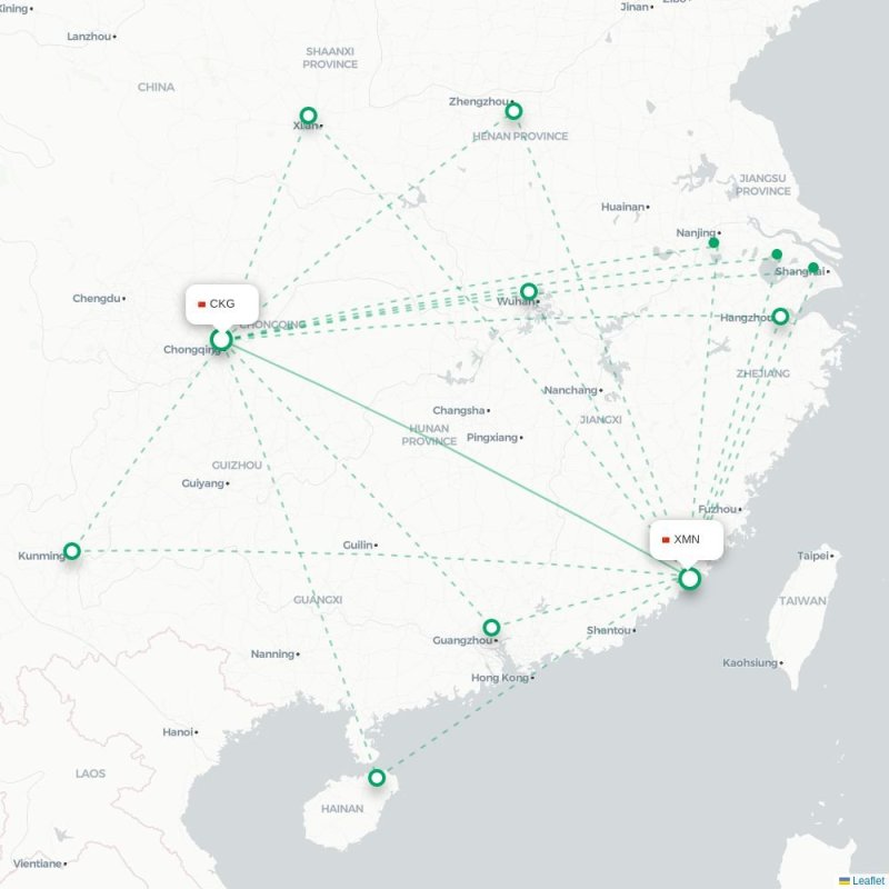 CKG - XMN route map