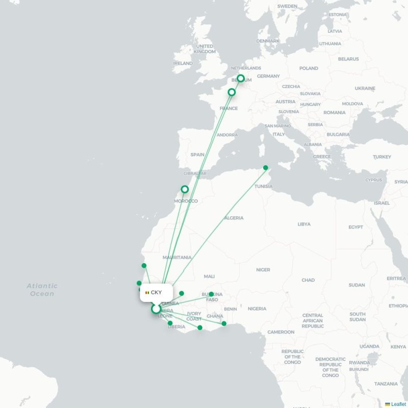 CKY - TUN route map