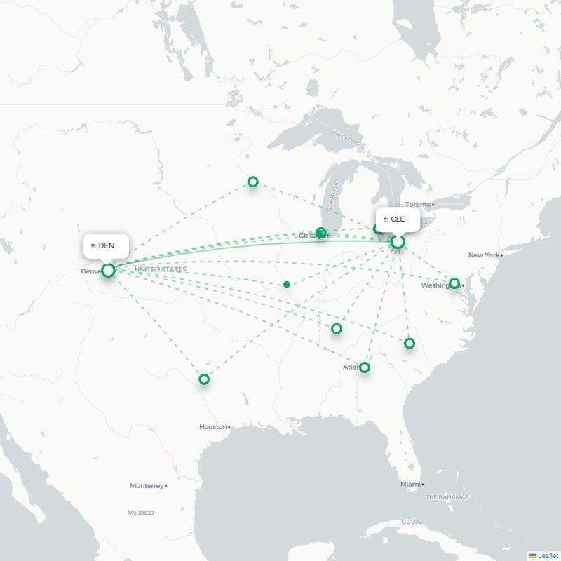 CLE - DEN route map