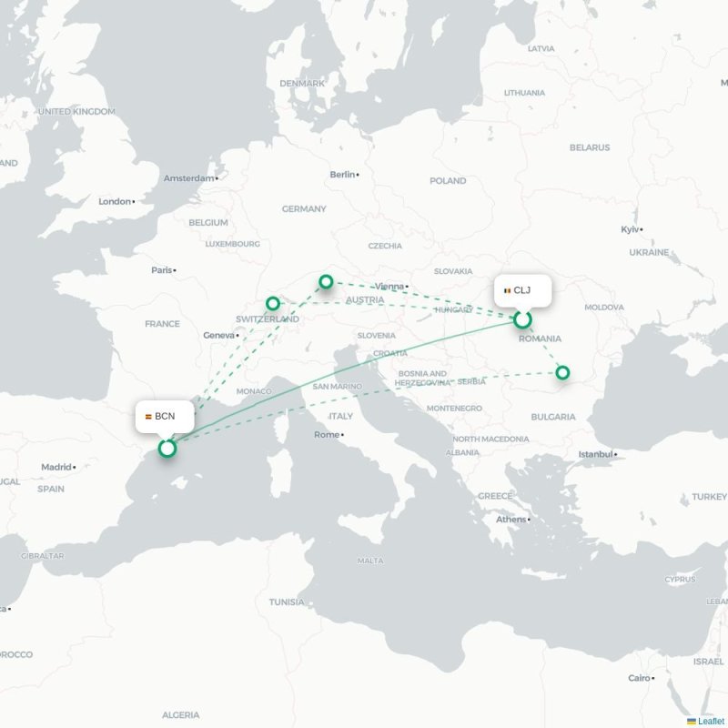 CLJ - BCN route map