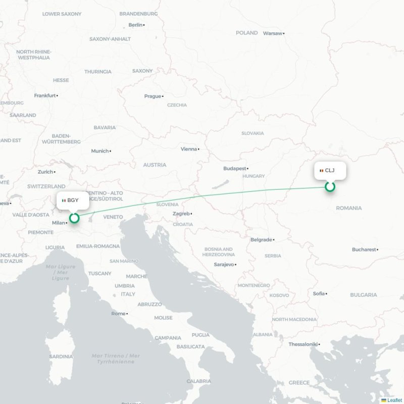 CLJ - BGY route map