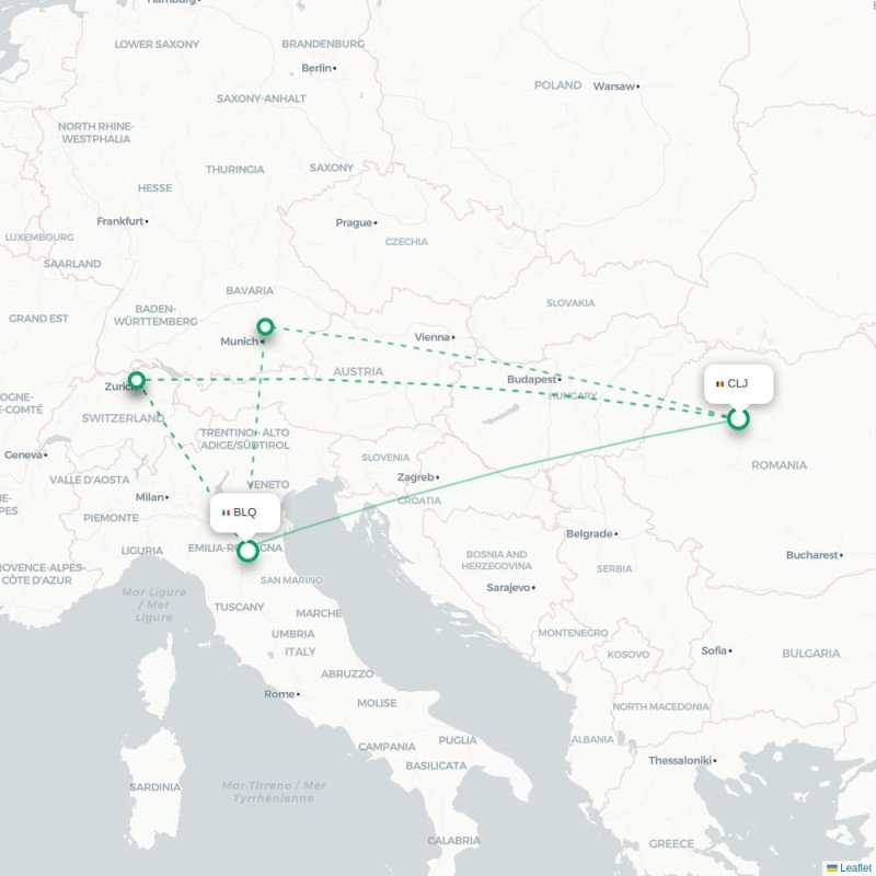 CLJ - BLQ route map