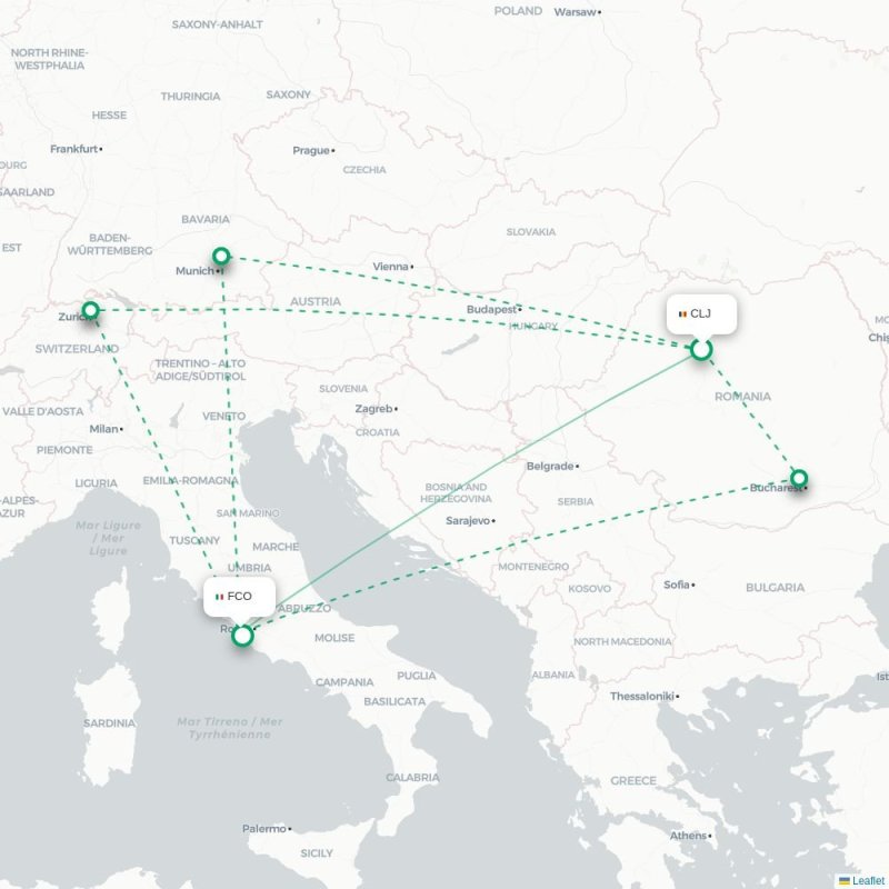 CLJ - FCO route map