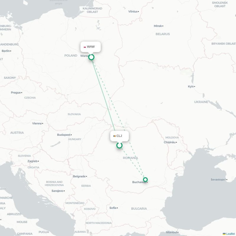 CLJ - WAW route map