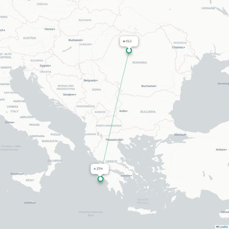 CLJ - ZTH route map