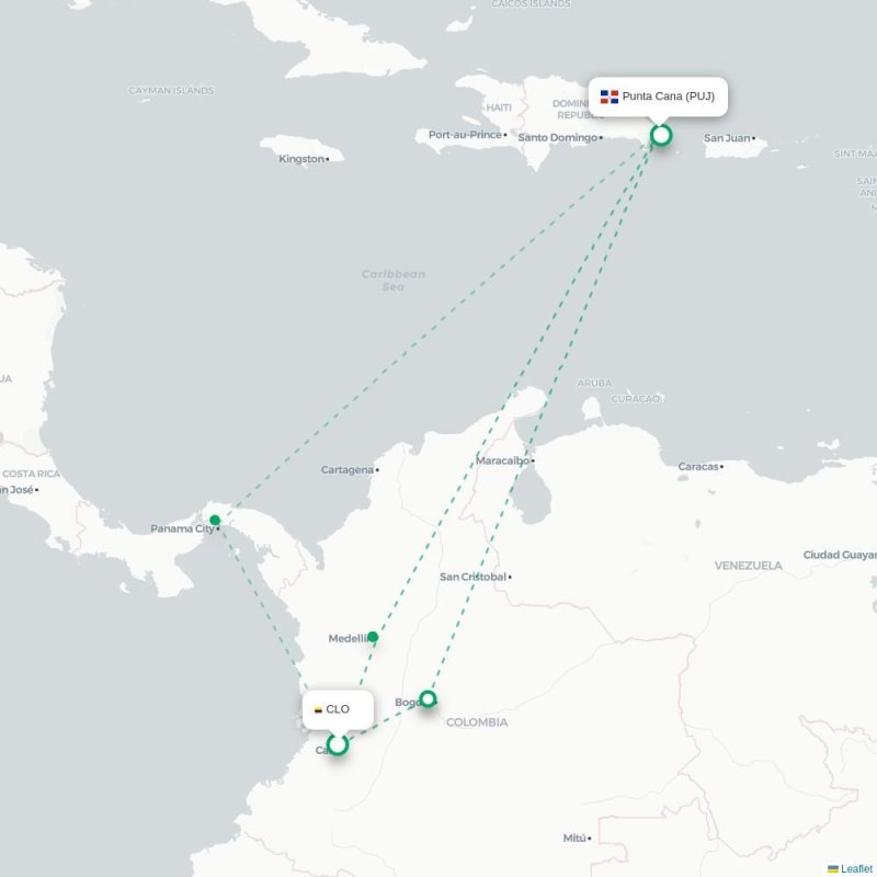 CLO - PUJ route map