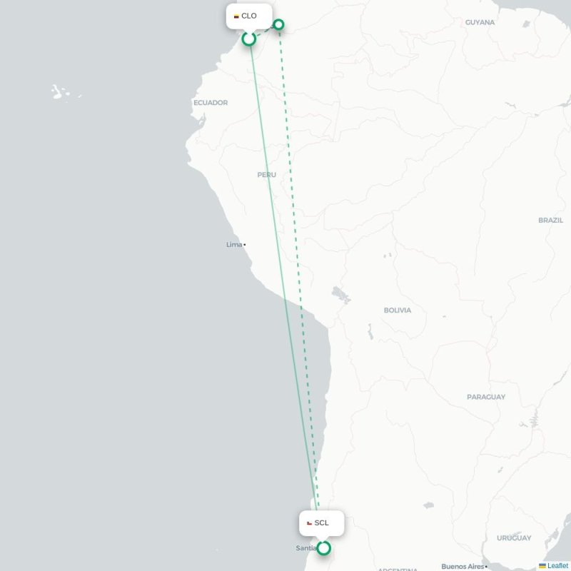 CLO - SCL route map