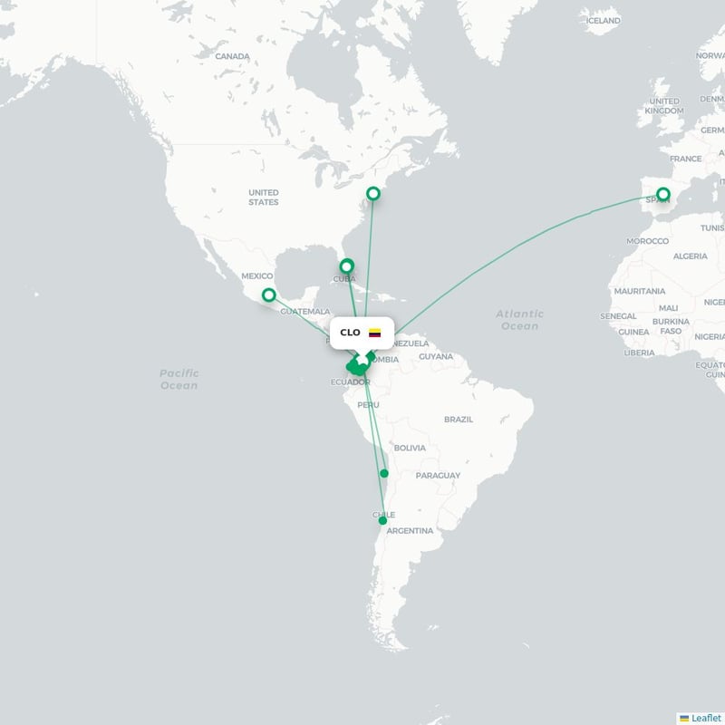 Route map Cali  CLO airport