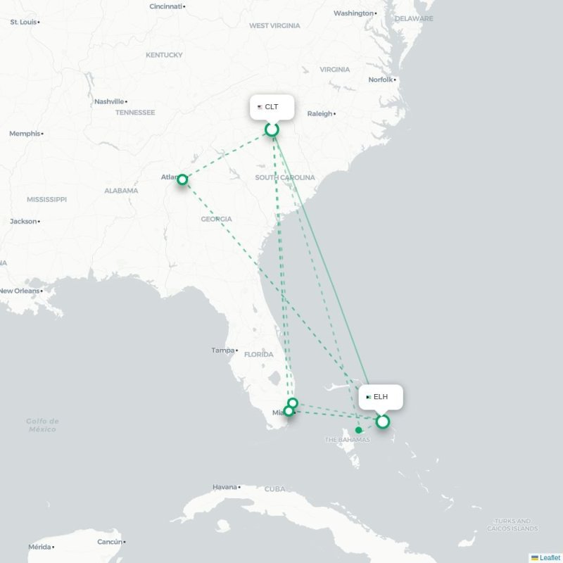 CLT - ELH route map