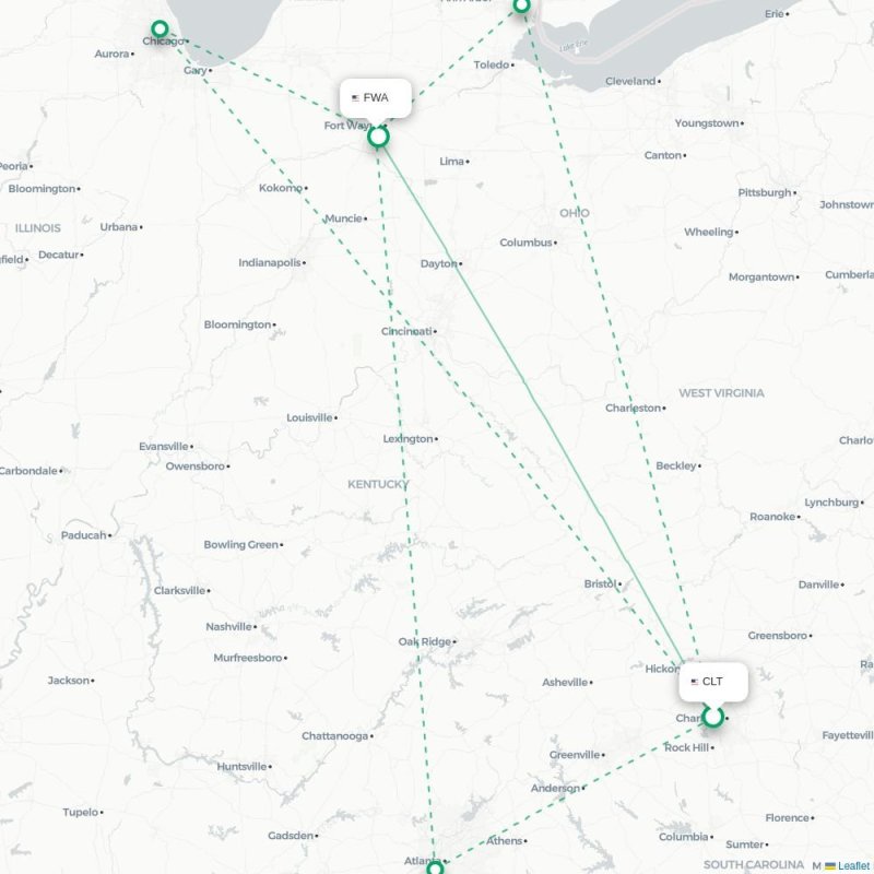 CLT - FWA route map