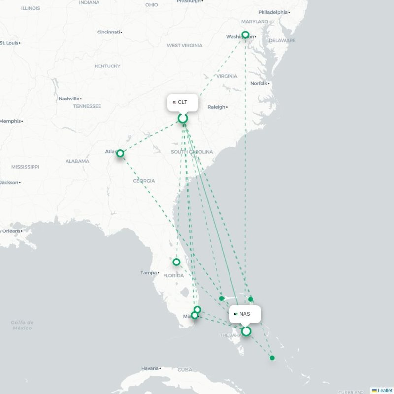 CLT - NAS route map