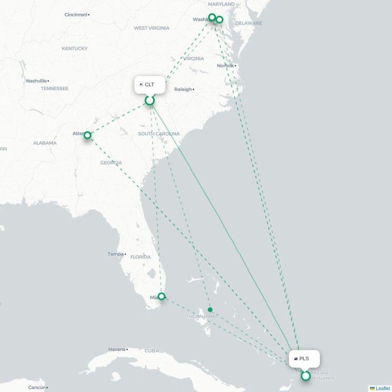 CLT - PLS route map