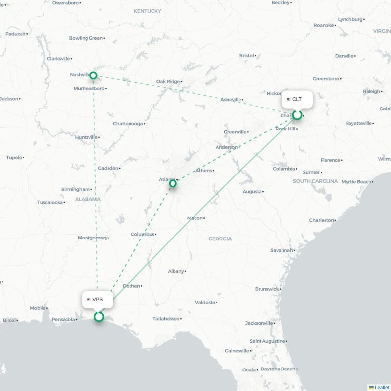 CLT - VPS route map