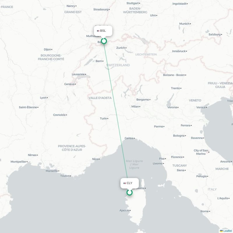 CLY - BSL route map
