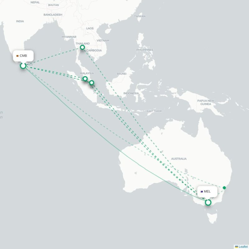 CMB - MEL route map