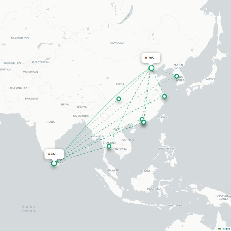 CMB - PEK route map