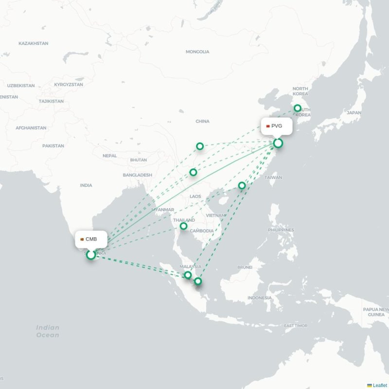 CMB - PVG route map