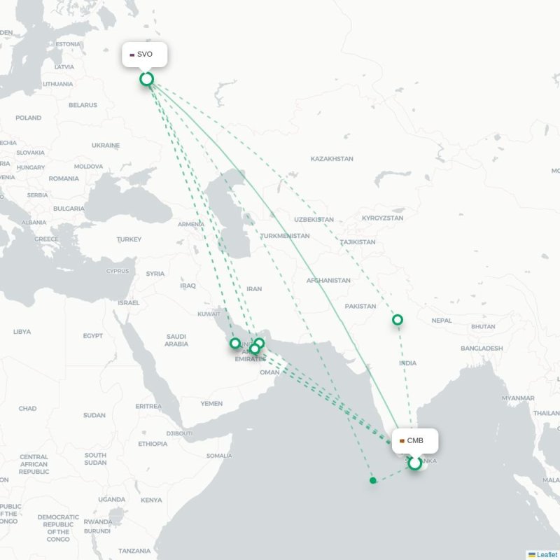 CMB - SVO route map
