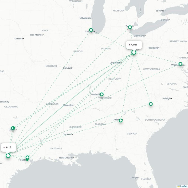 CMH - AUS route map