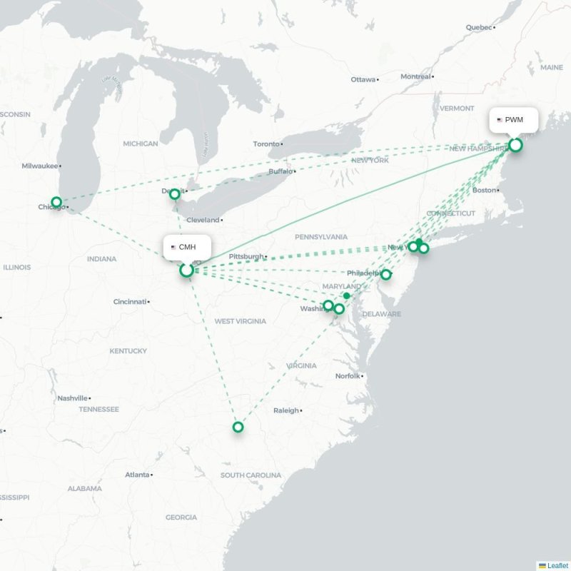 CMH - PWM route map