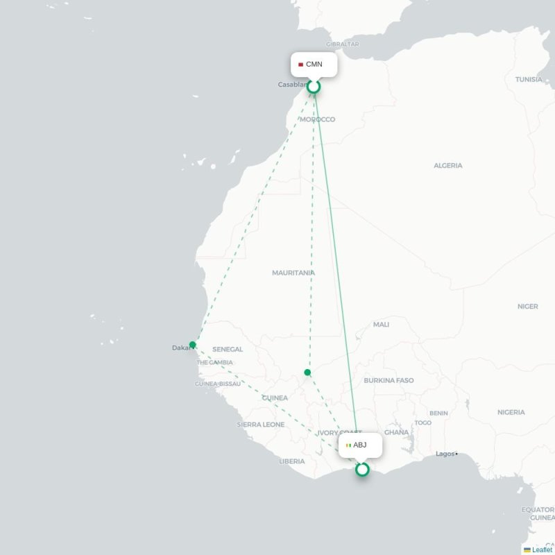 CMN - ABJ route map