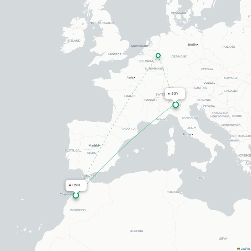 CMN - BGY route map