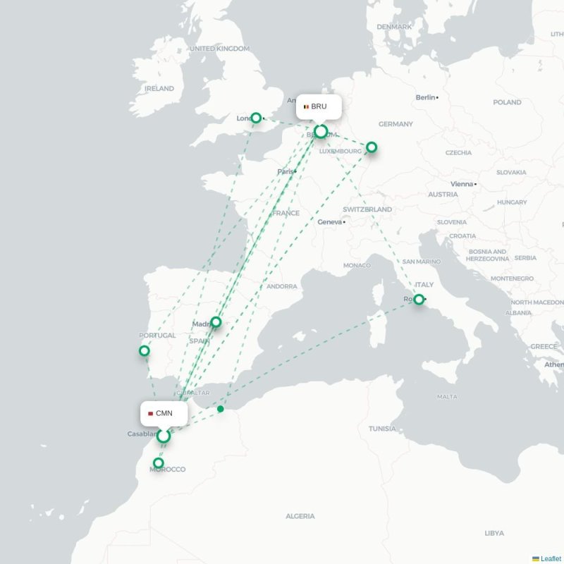 CMN - BRU route map