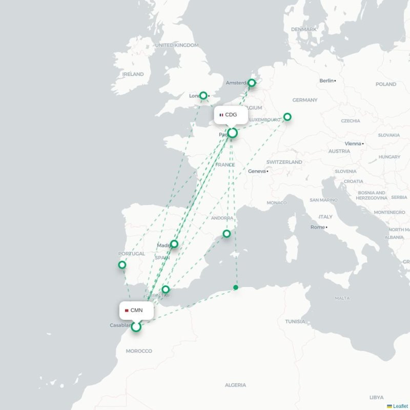 CMN - CDG route map
