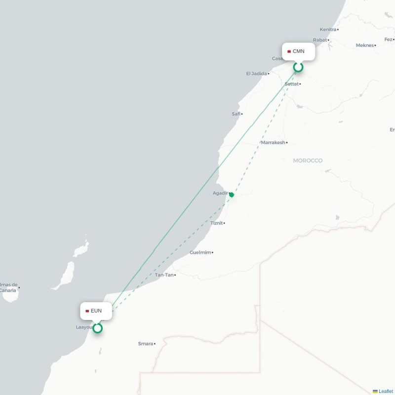 CMN - EUN route map
