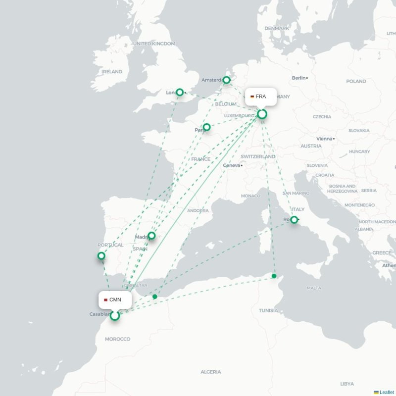CMN - FRA route map