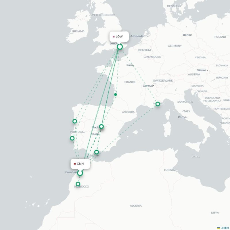 CMN - LGW route map