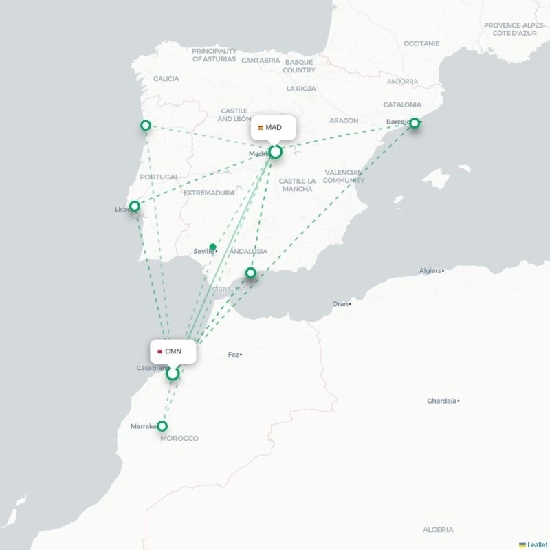 CMN - MAD route map