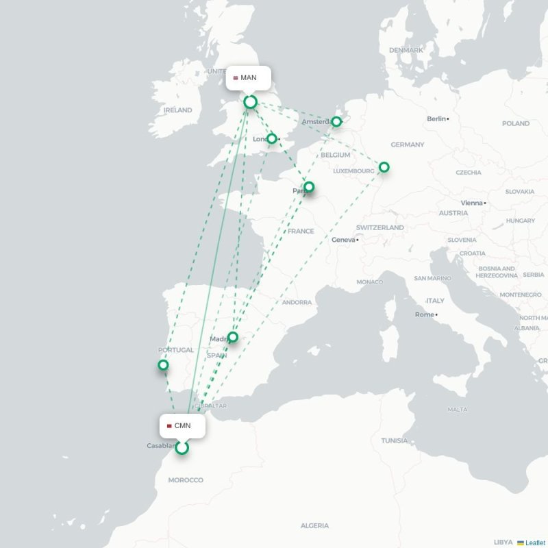 CMN - MAN route map