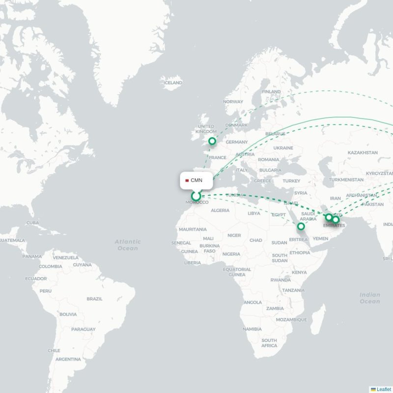CMN - PKX route map