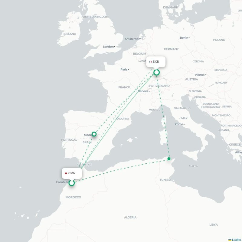 CMN - SXB route map