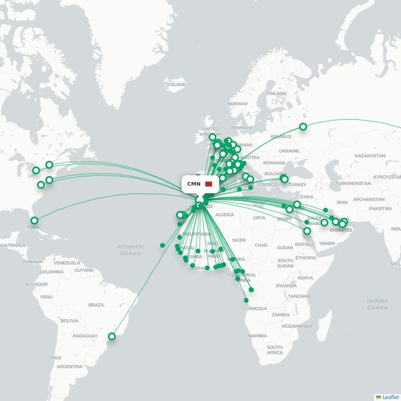 Route map Casablanca  CMN 