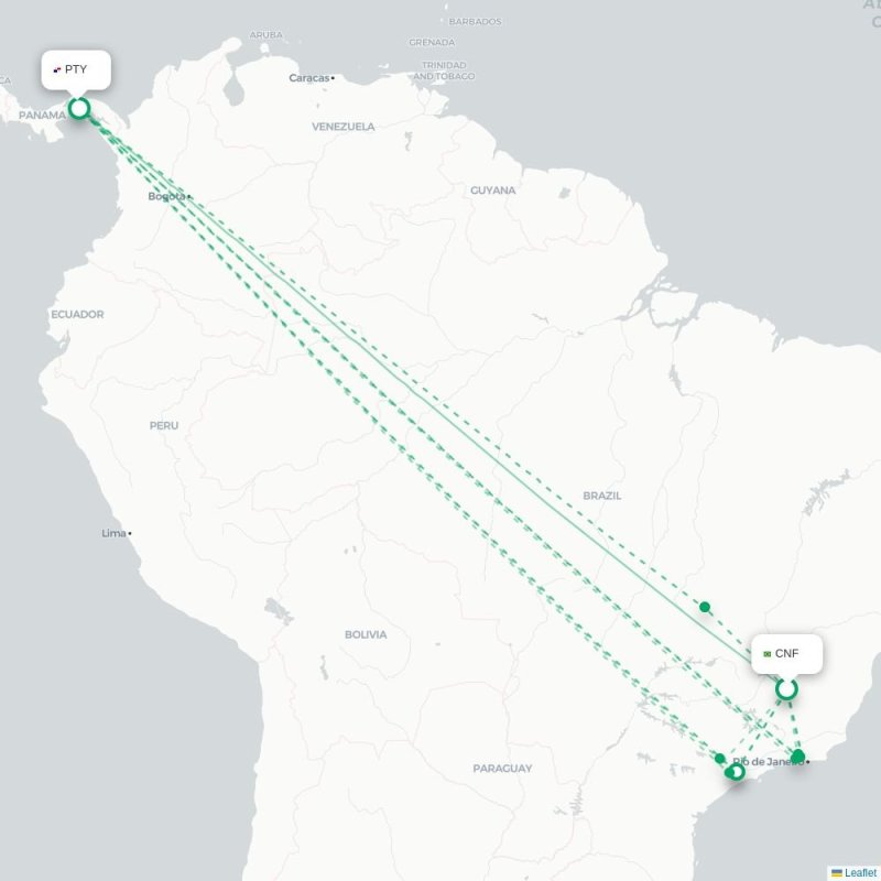 CNF - PTY route map