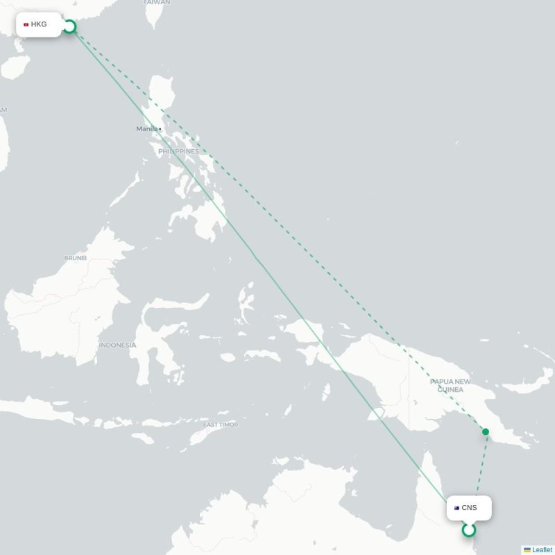 CNS - HKG route map