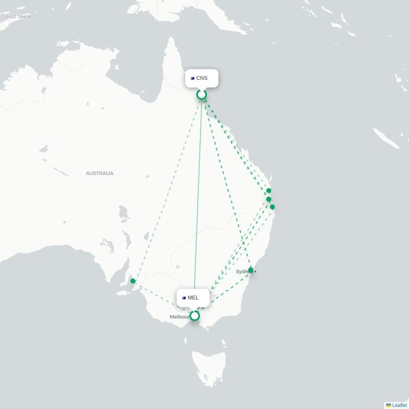 CNS - MEL route map