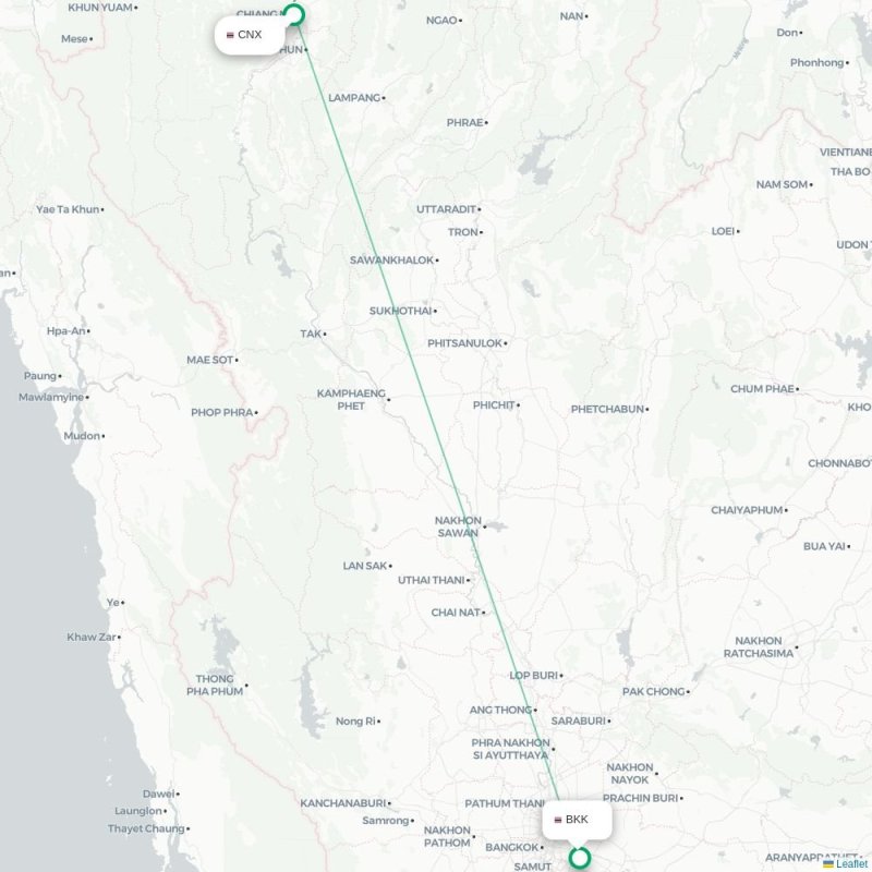 CNX - BKK route map